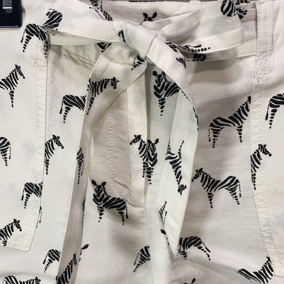 LOFT Linen Blend Tie Waist Zebra Print Shorts - Picture 4 of 11